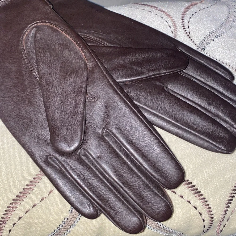 Phenix women Gloves -Gucci vibe Horsebit Cashmere-Lined Leather Gloves New w Tag